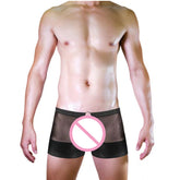 Men's See-Through Mesh Underwear – Open-Front & Breathable Boxer Briefs
